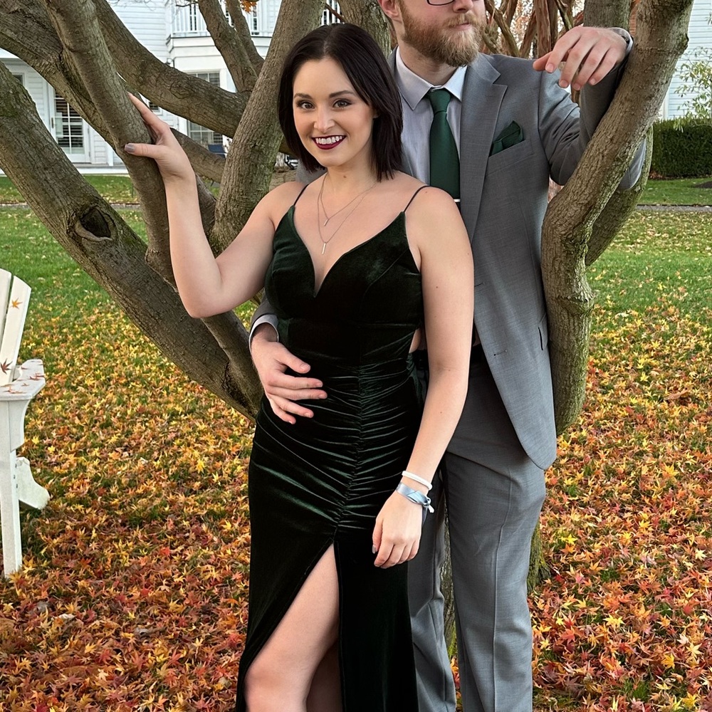 Dark green velvet dress